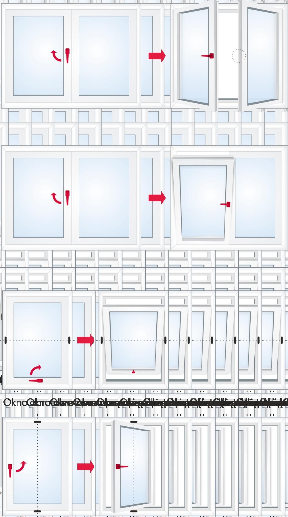 Okno dwuskrzydłowe z ruchomym słupkiem - rozwierne