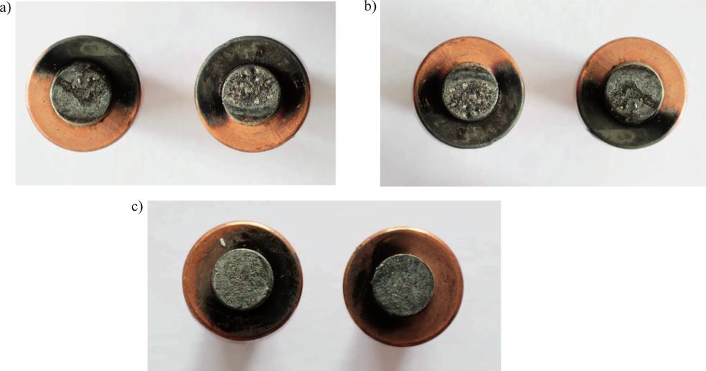 electric arc operation are presented in Figure 10. The analysis of contact surface after 50,000 switching operations indicate that the contacts made of Ag/8ZnO and of Ag/11.75ZnO+0.