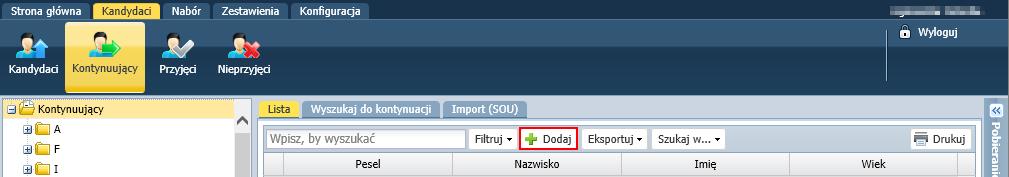 Nabór Przedszkola. Jak wprowadzić dzieci, które kontynuują uczęszczanie do przedszkola? 4/6 7. Przejdź na kartę Wyszukaj do kontynuacji i obejrzyj listę zaimportowanych dzieci. 8.