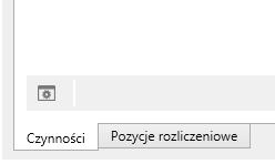 Możesz przełączać pomiędzy czynnościami i pozycjami rozliczeniowymi używając zakładek znajdujących się na dole w lewym rogu okna. Pole szybkiego wyszukiwania znajduje czynności po typie i opisie.