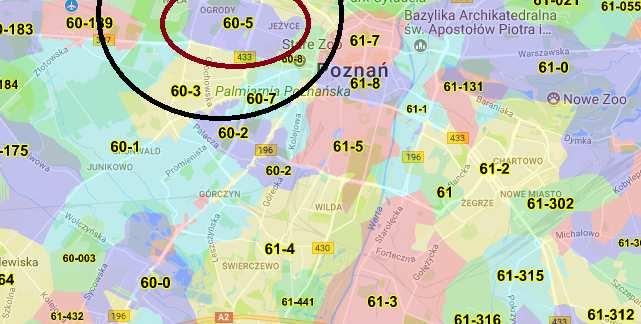 respondentów pochodzi z Jeżyc (57%), bliscy sąsiedzi stanowią 15% wskazań, natomiast