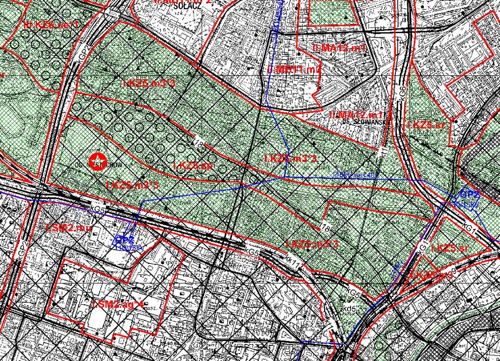 zachodniej części miasta - uwagi 143.8, 252.6, 518.6, 529.56, 811.52, 1006.22, 1196.48, 1227.3, 1227.6, 1235.49, 1239.21, 1242.21 dot. terenów na Sołaczu Sołacz plan ogólny z 1994 r. I.KZ5.