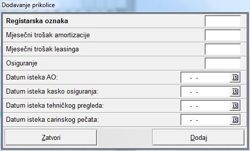 4.4. Izbornik Prikolice Preko izbornika Prikolice imamo pristup do baze prikolica trenutno unešenih u bazu podataka programa Tachospeed.. 4.4.1.