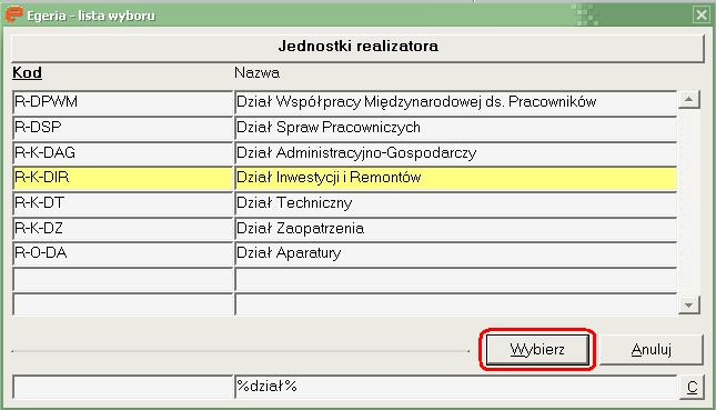 3. Tryb wyszukiwania. W systemowych formularzach moŝliwe jest wyszukiwanie wcześniej zarejestrowanych danych. Wyszukiwanie jest moŝliwe w tzw. trybie wyszukiwania oznaczonym kolorem niebieskim.