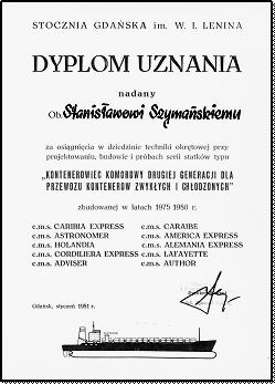13 1.7. Brak roku wydania medalu, a podanie W czterdziestolecie zbudowania nie jest precyzyjne, bo może dotyczyć wodowania, lub przekazania statku armatorowi.