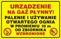 Znak urządzenie na gaz płynny -