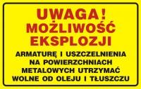 Możliwość eksplozji. Armaturę i uszczelnienia na powierzchniach met.