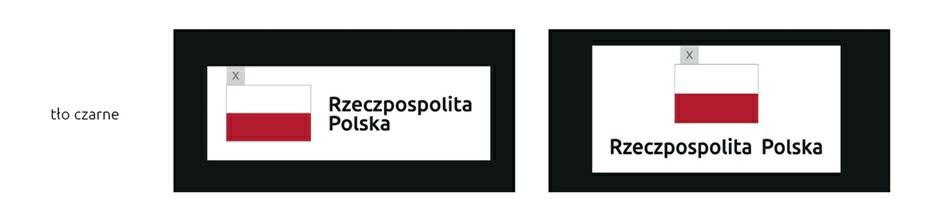 Na tłach kolorowych, barwy RP powinieneś umieścić bez białego pola ochronnego i bez linii zamykającej.