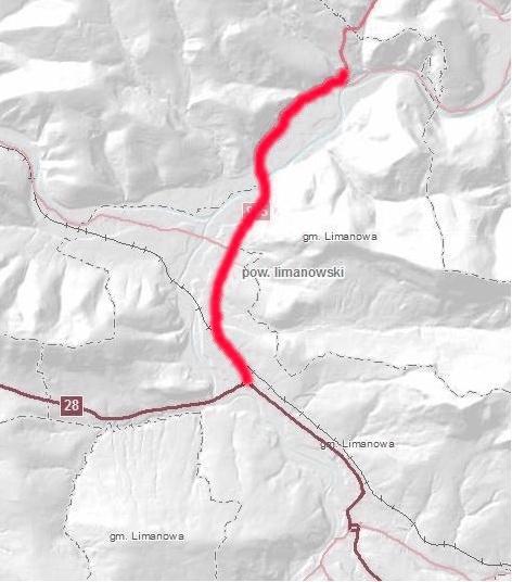 Droga wojewódzka nr 965 w Limanowej 33. Droga wojewódzka nr 965 w Limanowej 33.1. Opis obszaru 33.1.1. Analizowany odcinek drogi wojewódzkiej DW965 o długości 4,5 km obejmuje kilometraż od 48+377 do 52+828.