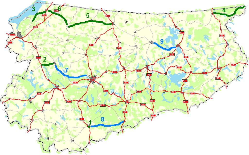 Lista rankingowa dróg wojewódzkich 2014-2020 Lista podstawowa: 1. DW 545 Nidzica (z wylotem wschodnim drogi 604) 2. DW 516 Małdyty-Morąg 3. DW 504 Podgrodzie-Braniewo 4.