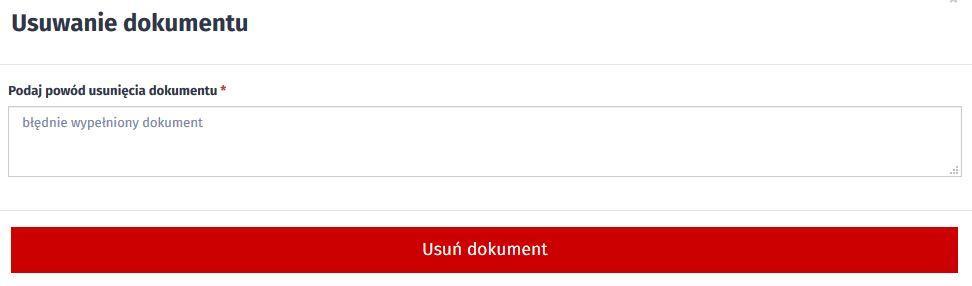 Historia przekazywania dokumentu do poprawy Na końcu formularza wniosku, pod przyciskami akcji na dokumencie, znajduję się Historia przekazywania dokumentu do poprawy, gdzie po kliknięciu Pokaż