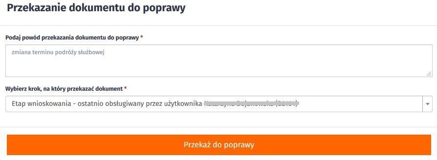 3.2. Akceptacja delegowanego akceptacja wniosku delegacji (delegacja krajowa - obieg z podpisem elektronicznym) Etap ten jest opcjonalny, występuje dla delegacji krajowej obieg z podpisem