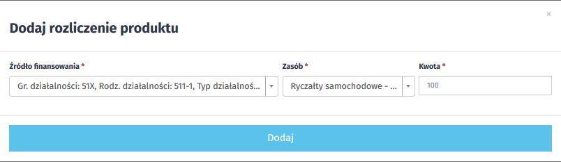 Rozliczenie delegacji: Rozliczenie kosztów produktów delegacji przykład pojedynczego dodania przypisania do koszt u produktu źródła finansowania projektowego Rozliczenie delegacji: Rozliczenie