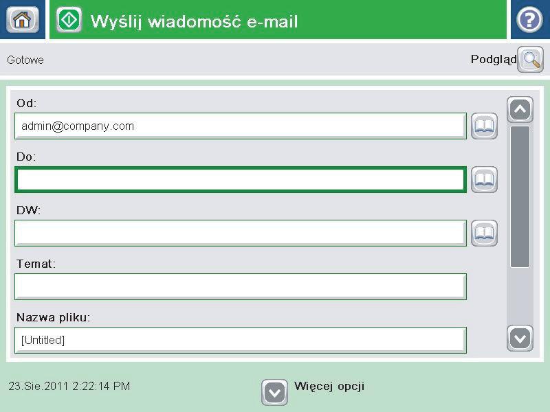 Wysyłanie zeskanowanych dokumentów na jeden lub wiele adresów e-mail 1.