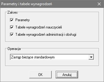 W drzewie danych wybierz gałąź Parametry i tabele wynagrodzeń/ Parametry finansowe i zobacz, jakie parametry finansowe można ustawić w programie. Porównaj wartości na kartach Bieżące i Standardowe.