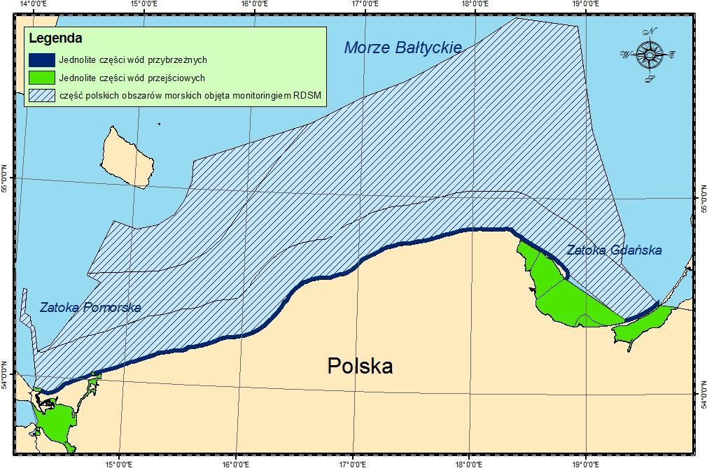 Rys. 2. Polskie obszary morskie poddane ocenie wstępnej zgodnie z art.