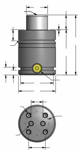 eria UH Azotowe, UH.1600 15 kn / 1.7 ton R2.08 13.51 19.75 8.31 4 x M8 głębokość 12.47 2 x M8 głębokość 16.63 M8 ø36 1.42 ø56 2.20 ø63 2.480 20.787 1.04 28.3 1.114 TO - Model standardowy G 1/8 ø40 1.