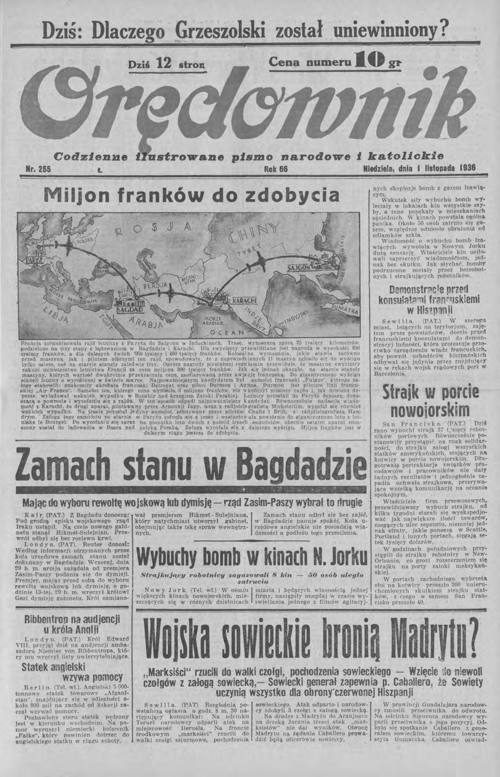 Dziś: Dlaczego Grzeszolski został uniewinniony? sa c Dziś 12 stroil Cenił numeru l O ~ CodzleD,1JJ.8 strowad,8 ' pl.mo narodowe l katolickie Nr.