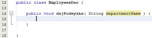 Są to dwie banalne procedury dające 10% podwyżki wszystkim pracującym w danym departamencie. Różnią się tylko tym, że druga przekazuje ilość zmodyfikowanych wierszy jako parametr OUT.