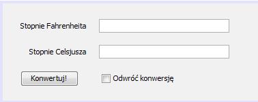 na Celsjusze. Zrobimy to najpierw prostszą w obsłudze kontrolką czyli JCheckBox, a później grupą JRadioButton ów. JCheckBox to bardzo prosta, doskonale znana kontrolka z poniższego screena.