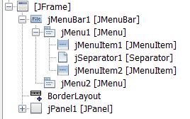 Spowoduje to dodanie paska z menu i przypisanie do niego dwóch elementów typu JMenu.