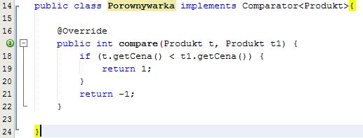 Omówimy pokrótce kilka ważniejszych interfejsów wykorzystywanych najczęściej: Interfejs Comparator i Comparable Służy do pokazania Javie jak ma porównywać obiekty, np.