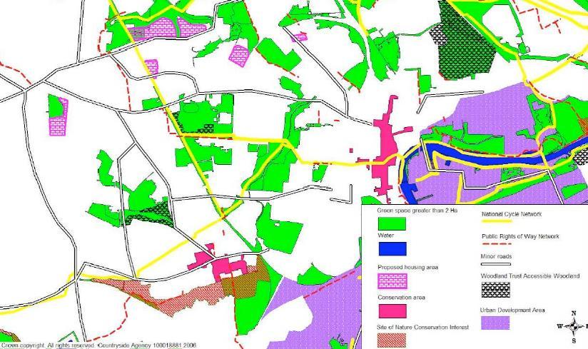 System informacji przestrzennej jako narzędzie planowania BZI: wsparcie decyzji Kolor zielony- tereny zielone o powierzchni co najmniej 2 ha,