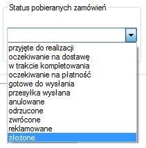 8.3. Synchronizacja statusów zamówień W pierwszej kolejności z listy rozwijanej należy wybrać status zamówienia, które