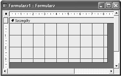 Okno projektu formularza z automatycznie wstawioną sekcją Szczegóły 2. Działanie z punktu 1. spowoduje aktywację okna projektu formularza (rysunek 4.24). 3.