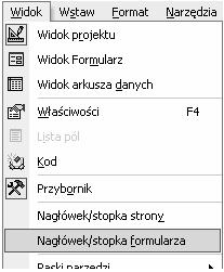 Rozdział 4. Formularze, formanty i raporty 205 W widoku Projekt sekcje przedstawiane są w postaci pasków, przy czym każda sekcja zawarta w formularzu przedstawiana jest tylko raz.