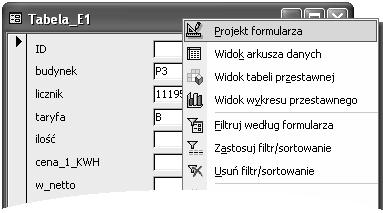 należy ponownie kliknąć prawym przyciskiem myszy na pasku nazwy formularza (rysunek