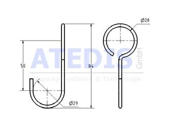 : 0,017 RS200D28SKES Hak D28 ocynk Wymiary (mm): 84 x 34 Waga kg/szt.