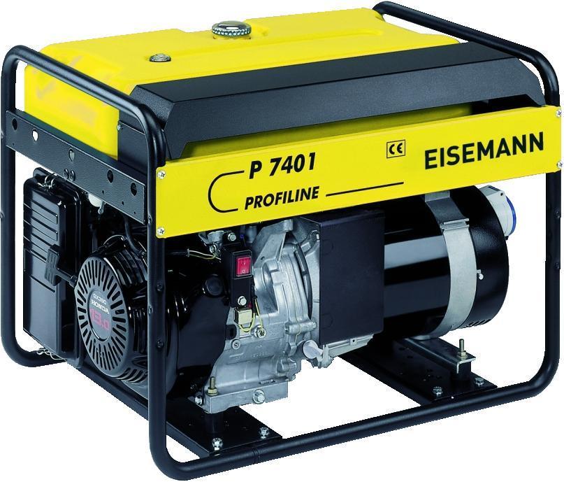 EISEMANN P 7401 / P 7401 E PROFILINE IP 23 Elektryczna moc 1~ (cos 1,0) VA 6450 Elektryczna moc 1~ kw 6,5 Napi cie 1~ V 230 Maksymalny pr d 1~ A 28 Pr d 1~ (CEE) A 28 Pr d 1~ (Schuko) A 16 Maks.