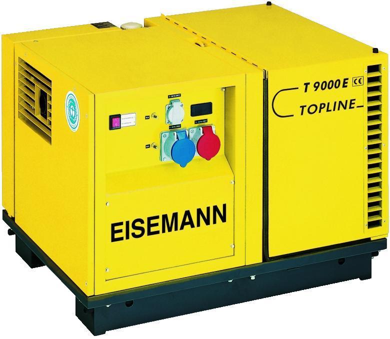 EISEMANN T 9000 E TOPLINE IP 54 Elektryczna moc 3~ (cos 1,0) VA 9000 Elektryczna moc 1~ (cos 1,0) VA 6000 Elektryczna moc 3~ kw 9,0 Elektryczna moc 1~ kw 6,0 Napi cie 3~/1~ V 400/230 Pr d 3~ A 13,0