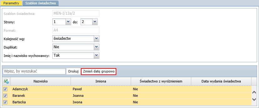 świadectwa ukończenia szkoły? 13/14 Wprowadź datę w wyświetlonym oknie i kliknij przycisk Zapisz. 7.