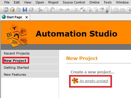 1. Tworzenie nowego projektu w Automation Studio Po uruchomieniu programu Automation