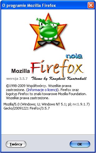 b) W przypadku przeglądarki Mozilla Firefox informację tę