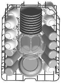 ZAŁADUNEK ZMYWARKI NACZYNIAMI Kosz górny Kosz górny jest zaprojektowany do zmywania delikatnych typów naczyń takich jak szklanki,