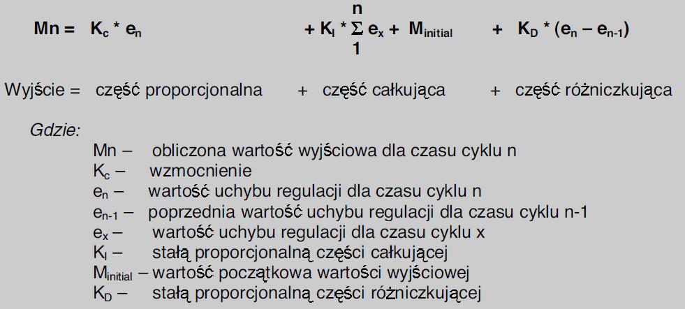 Stała T D -czas wyprzedzenia to czas od błędu do zrównania się odpowiedzi proporcjonalnej z różniczkową. Stałą T i nazywamy czasem zdwojenia lub izodromu.