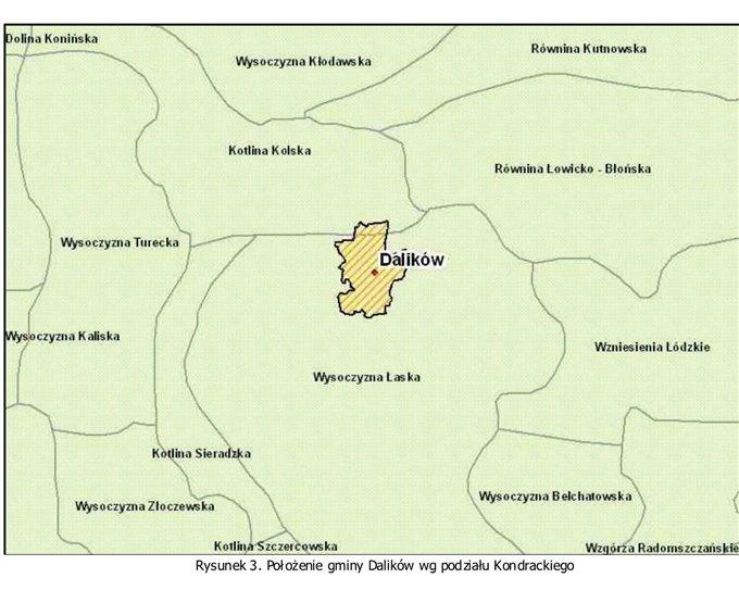 3.2.2. Warunki geologiczne terenu Gmina Dalików położona jest w obrębie jednostki geologiczno-strukturalnej zwanej Synklinorium Łódzkim (Niecką Łódzką) w jej osiowej części.