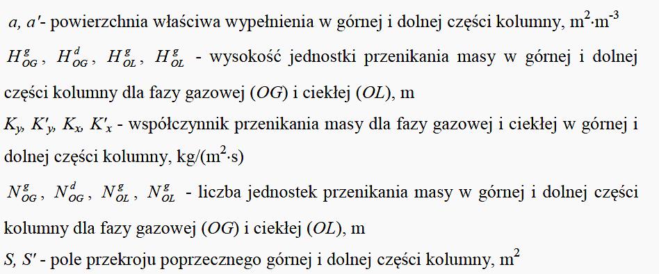 W tych obliczeniach wykorzystywane są podane tu zależności, oparte na teorii Whitmana, z wykorzystaniem symboliki