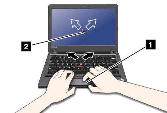 Korzystanie z urządzenia touchpad Urządzenie touchpad to płytka dotykowa 1 poniżej przycisków urządzenia TrackPoint u dołu klawiatury.