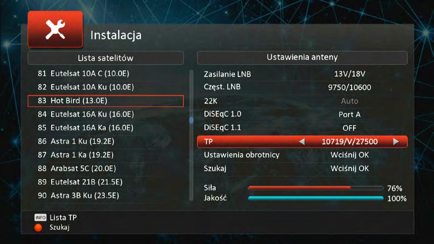 Jeśli masz dostęp do sieci - podłącz odbiornik do Internetu za pomocą gniazda ETHERNET lub podłącz odpowiedni adapter Wi-Fi lub 3G na USB (nie jest częścią zestawu). 4.