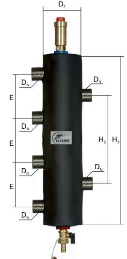 Sprzęgło-kolektory SKE wersja do podłączenia dwóch źródeł ciepła NOWOŚĆ SKE 40 2K Kod produktu 04 22 040 Max. moc (ΔT=20K) 40 kw Przyłącza DN 25 1 gw Max. przepływ 2,3 m³/h Max.