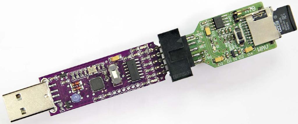 ATB-WAV Player. Karta muzyczna i czytnik kart pamięci dla mikrokontrolerów Rysunek. Moduł ATB-WAV Player osadzony w programatorze USBasp Rysunek.