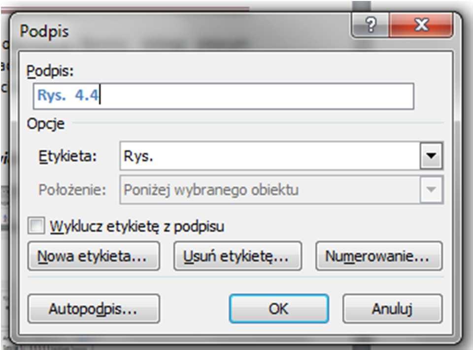 6 Podział dokumentu na sekcje... 13 6.1 Numeracja stron... 13 6.2 Tekst w kolumnach... 13 7 Zapis dokumentu usuwanie zbędnych danych... 26 4.3.2 Spis rysunków Podpisy pod rysunkami powinny również być wykonywane w odpowiedni sposób.