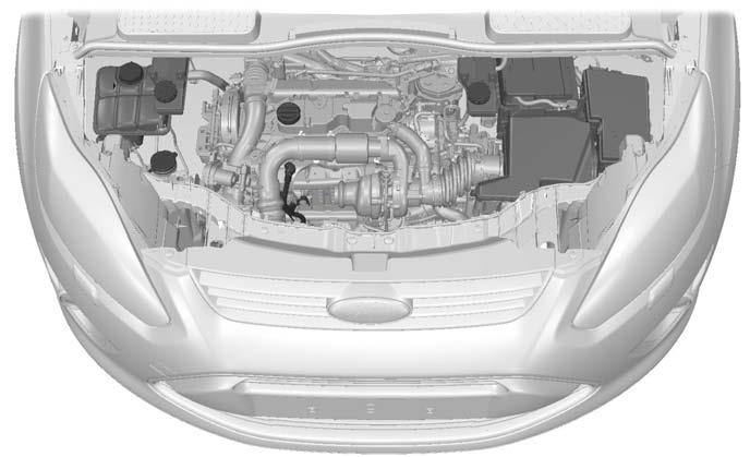 Przeglądy okresowe i obsługa WIDOK OGÓLNY KOMORY SILNIKA - 1,6 L DURATORQ-TDCI (DV) DIESEL A B C D E F I H G E130031 A B C D E F G Zbiornik płynu chłodzącego silnik * : Patrz Sprawdzenie płynu