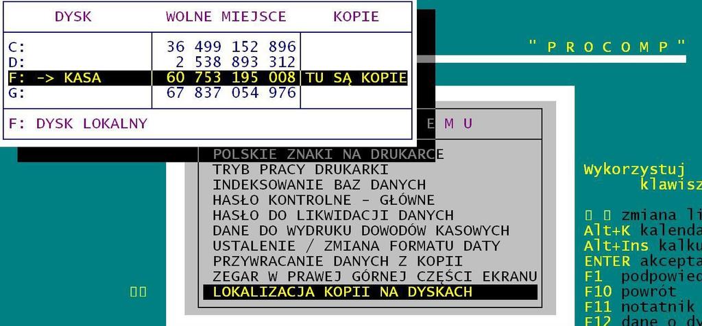 Po wskazaniu lokalizacji kopii system będzie pytał, podczas wykonywania kopii zapasowej, czy ma ona być wykonana na nośniki zewnętrzne, czy na dysku wskazanym w tym punkcie. 15.