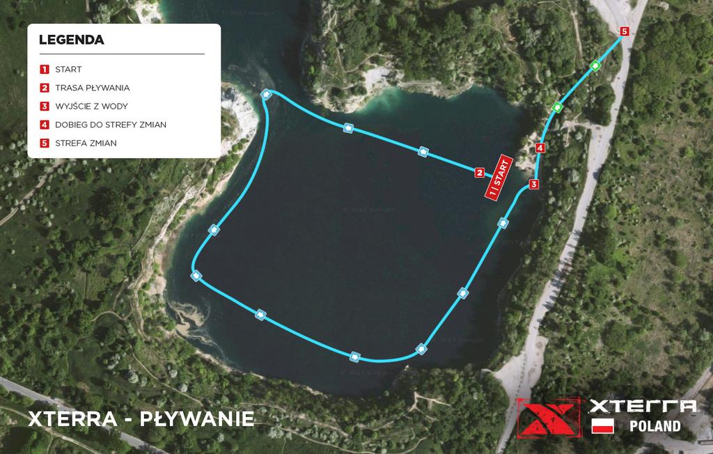 10 ETAP 1 Pływanie Długość trasy pływackiej XTERRA POLAND wynosi 1500 m dwie pętle. Długość trasy pływackiej XTERRA Short wynosi 750 m jedna pętla.