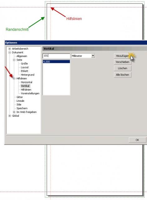 CorelDraw daje Ci możliwość zdefiniowana odpowiednich linii pomocniczych (prowadnic), które zabezpieczają przed umieszczeniem elementów projektu zbyt blisko krawędzi końcowego formatu.